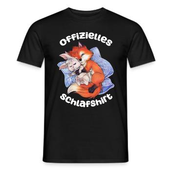 Niedlicher Fuchs mit Hase Schlafen Schlafshirt - Männer T-Shirt - Schwarz - Vorne - AI Model Male 178 light (178cm)