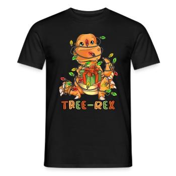 Christmas Tree Rex - niedlich Dino in Lichterkette - Männer T-Shirt - Schwarz - Vorne - AI Model Male 178 light (178cm)