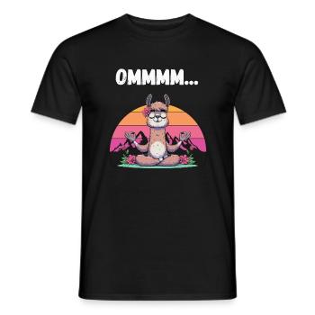 Lama Yoga Meditation Om Retro Lotussitz Lustig - Männer T-Shirt - Schwarz - Vorne - AI Model Male 178 light (178cm)