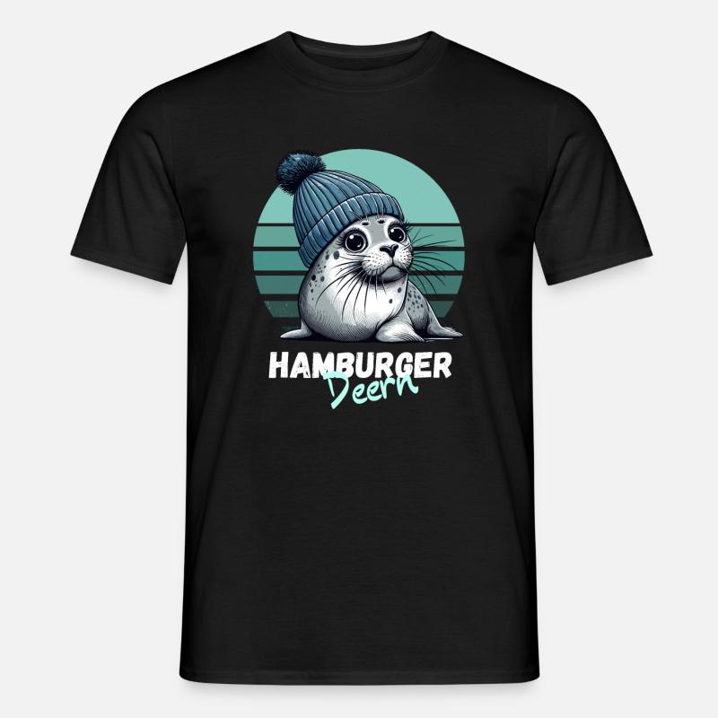 Hamburger Hamburger Deern Seal Seal Søt - T-skjorte herre - svart