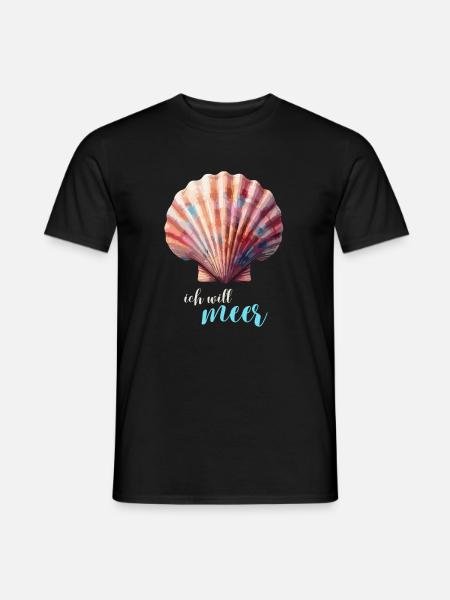 Urlaub Meer Muschel Jakobsmuschel Sehnsucht Ferien - Männer T-Shirt - Schwarz
