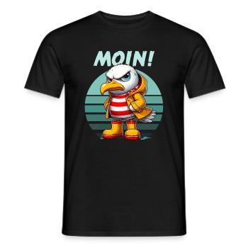 Hambourg Moin Seagull Nord Allemand Drôle Rétro - T-shirt homme - noir - Devant - AI Model Male 178 light (178cm)