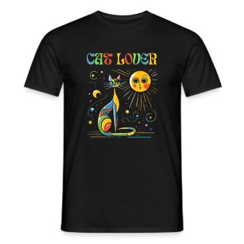 Cat Cat Lover Miró Art Artist Cat Lady - Men's T-Shirt - black - Front - AI Model Male 178 light (178cm)