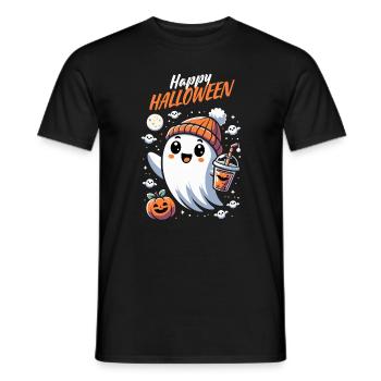 Happy Halloween Geist Bubble Tea Beanie Kürbis Fun - Männer T-Shirt - Schwarz - Vorne - AI Model Male 178 light (178cm)