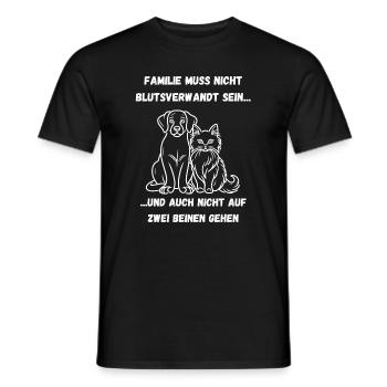 Chien Chat Famille Pattes Miaou Wauwau Pet - T-shirt homme - noir - Devant - AI Model Male 178 light (178cm)
