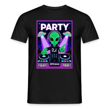 Alien Party 2040 - Men's T-Shirt - black - Front - AI Model Male 178 light (178cm)