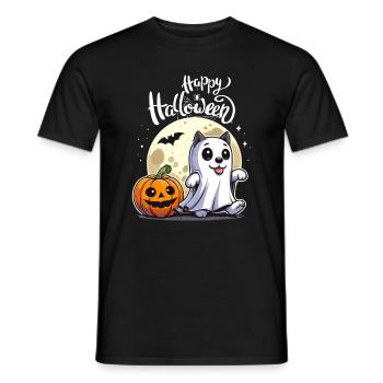 Halloween Cat Full Moon Pumpkin Ghost Kids - Men's T-Shirt - black - Front - AI Model Male 178 light (178cm)