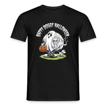 Happy Doggy Halloween Geist Hund Sneaker Lustig - Männer T-Shirt - Schwarz - Vorne - AI Model Male 178 light (178cm)