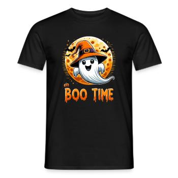 Halloween Ghost Ghost Boo Time Witch Hat Funny - Men's T-Shirt - black - Front - AI Model Male 178 light (178cm)