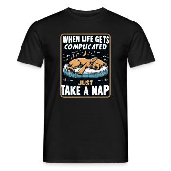 Dog Sleeping Relaxing Relaxing Sleeping Outfit - Men's T-Shirt - black - Front - AI Model Male 178 light (178cm)