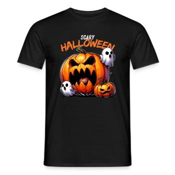 Scary Halloween Pumpkin Pumpkin Face Ghost Creepy - Men's T-Shirt - black - Front - AI Model Male 178 light (178cm)