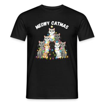 Meowy Catmas Chats de Noël Arbre de Noël - T-shirt homme - noir - Devant - AI Model Male 178 light (178cm)
