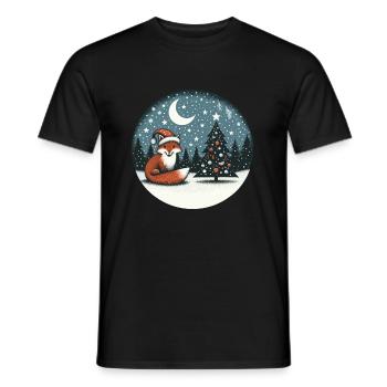 Noël Noël renard chapeau de Noël neige plaisir - T-shirt homme - noir - Devant - AI Model Male 178 light (178cm)