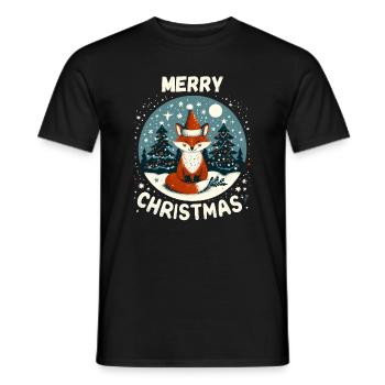 Joyeux Noël Renard Noël Hiver Neige - T-shirt homme - noir - Devant - AI Model Male 178 light (178cm)