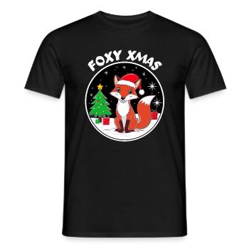 Cute Fox with Santa Hat Foxy Xmas - Men's T-Shirt - black - Front - AI Model Male 178 light (178cm)