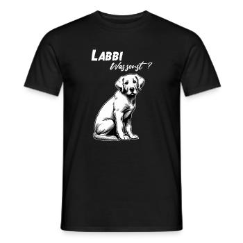 Hund Labrador Retriever Labbi Was sonst Gassi - Männer T-Shirt - Schwarz - Vorne - AI Model Male 178 light (178cm)