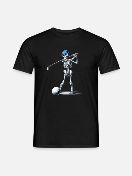 Halloween Golfer Golf spielen Golfschläger Skelett - Männer T-Shirt - Schwarz