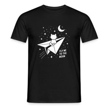 Chat Papier Avion Envolez-moi vers la Lune Étoiles Sweet - T-shirt homme - noir - Devant - AI Model Male 178 light (178cm)