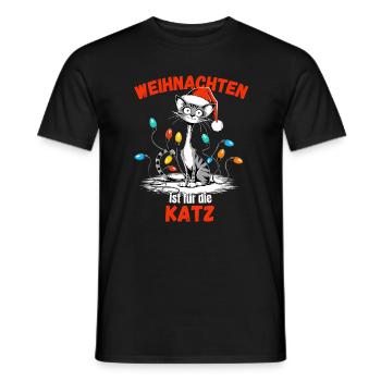 Weihnachten Katze Weihnachtsfeier Niedlich Lustig - Männer T-Shirt - Schwarz - Vorne - AI Model Male 178 light (178cm)