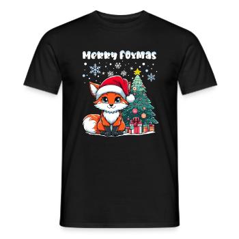 Renard de Noël Arbre de Noël Enfants Mignon - T-shirt homme - noir - Devant - AI Model Male 178 light (178cm)