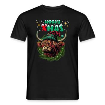 Mooey Noël Ecossais Highland Bovins Vache Drôle - T-shirt homme - noir - Devant - AI Model Male 178 light (178cm)