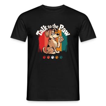 Dog Retro Paw Paw Print Cartoon Funny Woof - Men's T-Shirt - black - Front - AI Model Male 178 light (178cm)