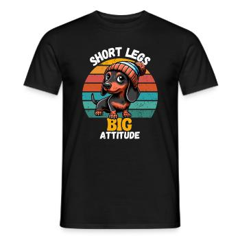 Hund Dackel Beanie Retro Dackelfreund Niedlich Wau - Männer T-Shirt - Schwarz - Vorne - AI Model Male 178 light (178cm)