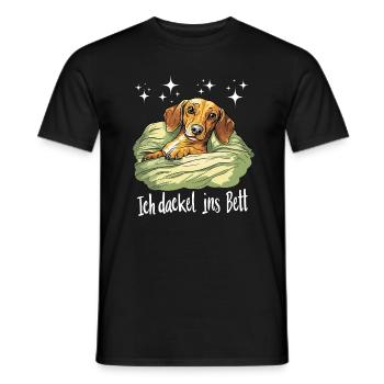 Dackel Hund Schlafoutfit Dackelfreund Bett Lustig - Männer T-Shirt - Schwarz - Vorne - AI Model Male 178 light (178cm)