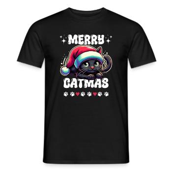 Merry Catmas Weihnachten Katze Pfote Katzenmama - Männer T-Shirt - Schwarz - Vorne - AI Model Male 178 light (178cm)