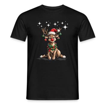 Orignal de Noël Chapeau de Noël Tenue de Noël - T-shirt homme - noir - Devant - AI Model Male 178 light (178cm)