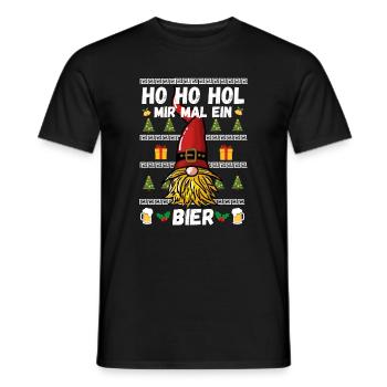 Beer Gnome Christmas Christmas Party Hohoho - Men's T-Shirt - black - Front - AI Model Male 178 light (178cm)