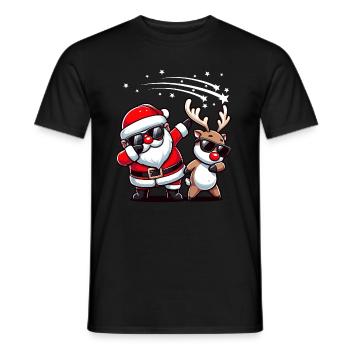 Père Noël renne Dabbing Tenue de Noël - T-shirt homme - noir - Devant - AI Model Male 178 light (178cm)