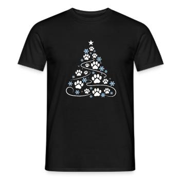 Christmas Christmas Tree Paw Paw Print - Men's T-Shirt - black - Front - AI Model Male 178 light (178cm)