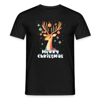 Christmas Deer Fairy Tale Stars Candles Cute - Men's T-Shirt - black - Front - AI Model Male 178 light (178cm)