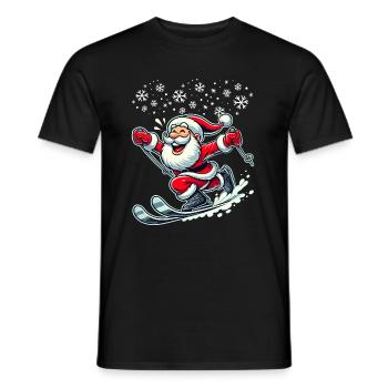 Christmas Santa Claus Skiing Winter Snow - Men's T-Shirt - black - Front - AI Model Male 178 light (178cm)