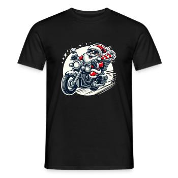 Cool Santa Claus on Motorcycle Men Funny - Men's T-Shirt - black - Front - AI Model Male 178 light (178cm)