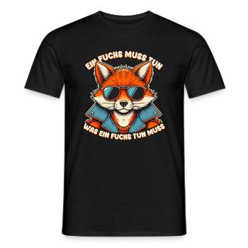 Fuchs Schlau Klug Sonnenbrille Cool Lustig Wald - Männer T-Shirt - Schwarz - Vorne - AI Model Male 178 light (178cm)