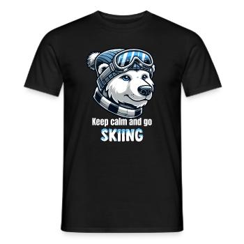 Polar Bear Skiing Ski Goggles Beanie Winter Vacation - Men's T-Shirt - black - Front - AI Model Male 178 light (178cm)