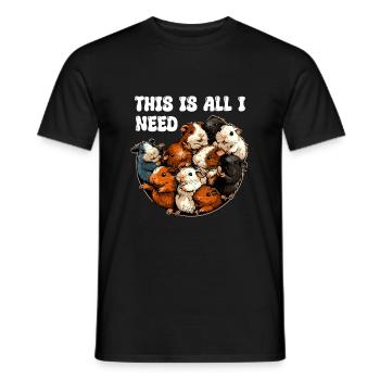 Cochon d’Inde Animal de compagnie Cochon d’Inde Enfants Mignon - T-shirt homme - noir - Devant - AI Model Male 178 light (178cm)