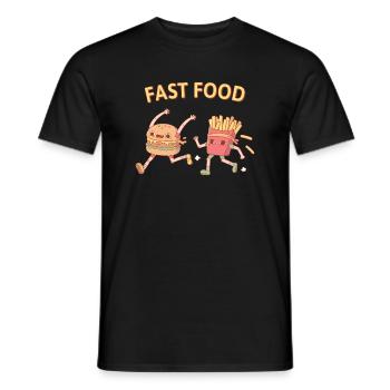 Funny Fast Food Running Burger and Fries - Men's T-Shirt - black - Front - AI Model Male 178 light (178cm)