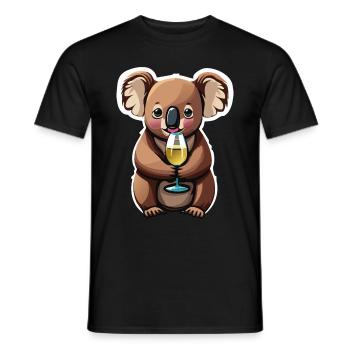 Koala ours avec verre à vin - T-shirt homme - noir - Devant - AI Model Male 178 light (178cm)