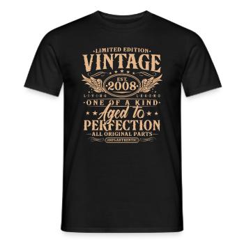 Vintage, 2008, Vintage, Anniversaire, Cadeau Rétro - T-shirt homme - noir - Devant - AI Model Male 178 light (178cm)