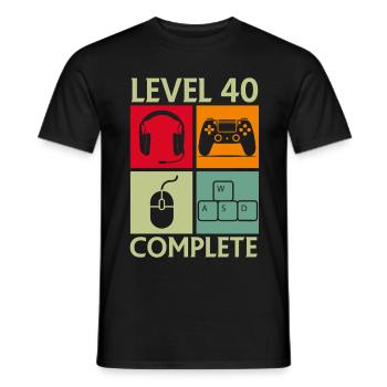 Joueur d’anniversaire de niveau 40 - T-shirt homme - noir - Devant - AI Model Male 178 light (178cm)