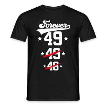 50TH BIRTHDAY FOREVER 49 - Men's T-Shirt - black - Front - AI Model Male 178 light (178cm)