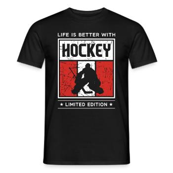 Life is better with Hockey - Men's T-Shirt - black - Front - AI Model Male 178 light (178cm)