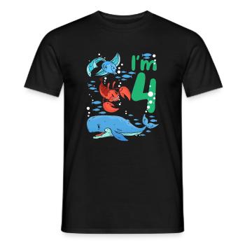 I'm 4 Children's Birthday Sea Creatures Birthday - Men's T-Shirt - black - Front - AI Model Male 178 light (178cm)