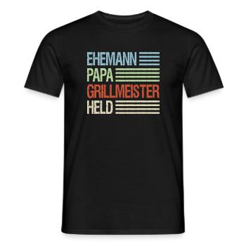 Ehemann Papa Grillmeister Held - Männer T-Shirt - Schwarz - Vorne - AI Model Male 178 light (178cm)