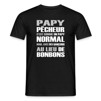 Papy Pêcheur, Hameçons de Pêche au Lieu de Bonbons - T-shirt homme - noir - Devant - AI Model Male 178 light (178cm)