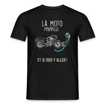 motard téléphone humour moto citation - T-shirt homme - noir - Devant - AI Model Male 178 light (178cm)