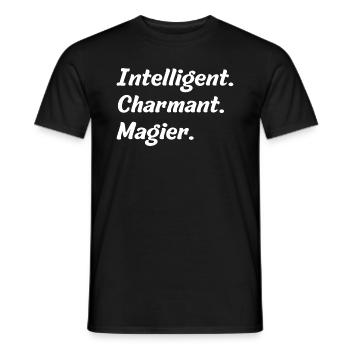 Intelligent. Charmant. Magier - Männer T-Shirt - Schwarz - Vorne - AI Model Male 178 light (178cm)
